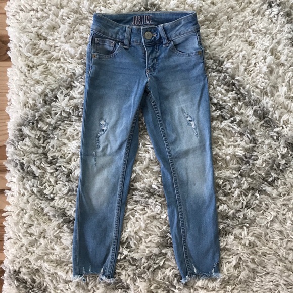Jean Fille Justice, Taille 10 Slim, Rouge, Extensible, Occasion Très Bon état